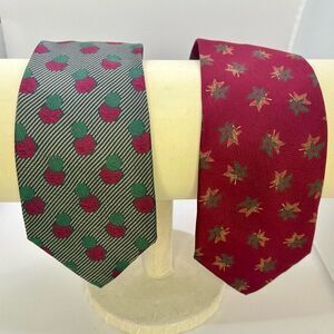 Giorgio Armani  Red and Gray Striped Patterned Silk Tie Bundle